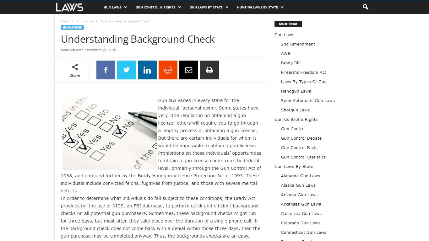 Understanding Background Check - Gun Control, Rights, News - LAWS.com